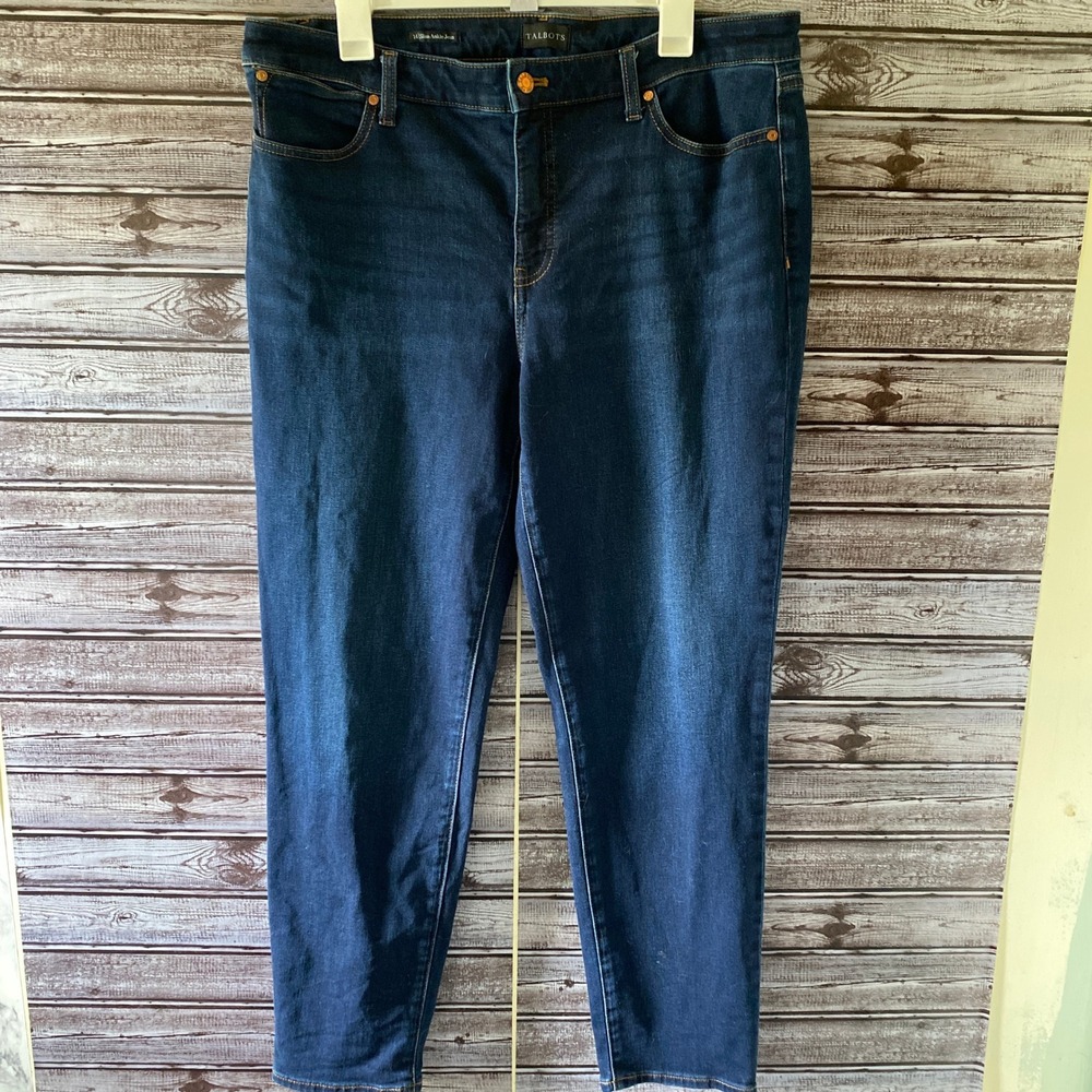 Talbots Women's Slim Ankle Jeans Size 14 Blue Denim‎ Pockets